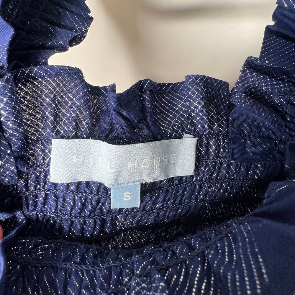 Hill House The Ellie Navy Metallic Check Nap Dress Size Small - Picture 6 of 8